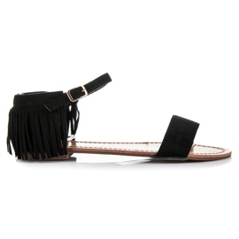 Queen Vivi Sandali bassi con frange nero