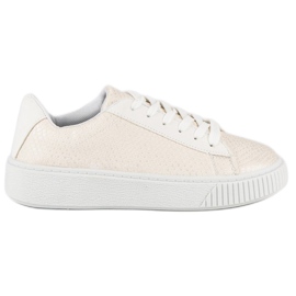 Sneakers bianche con stampa serpente bianca