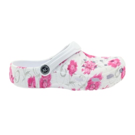 American Club Ciabatte per bambini americani fiori di kroks bianca grigio rosa
