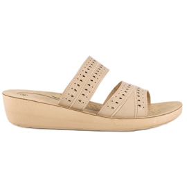 Ciabatte con zeppa beige