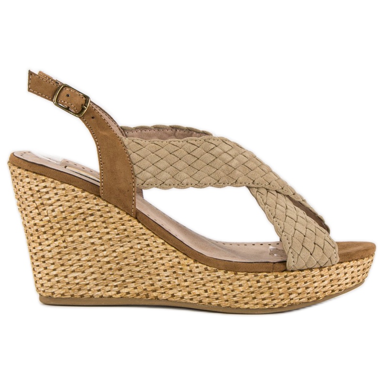 Corina Sandali con zeppa casual marrone