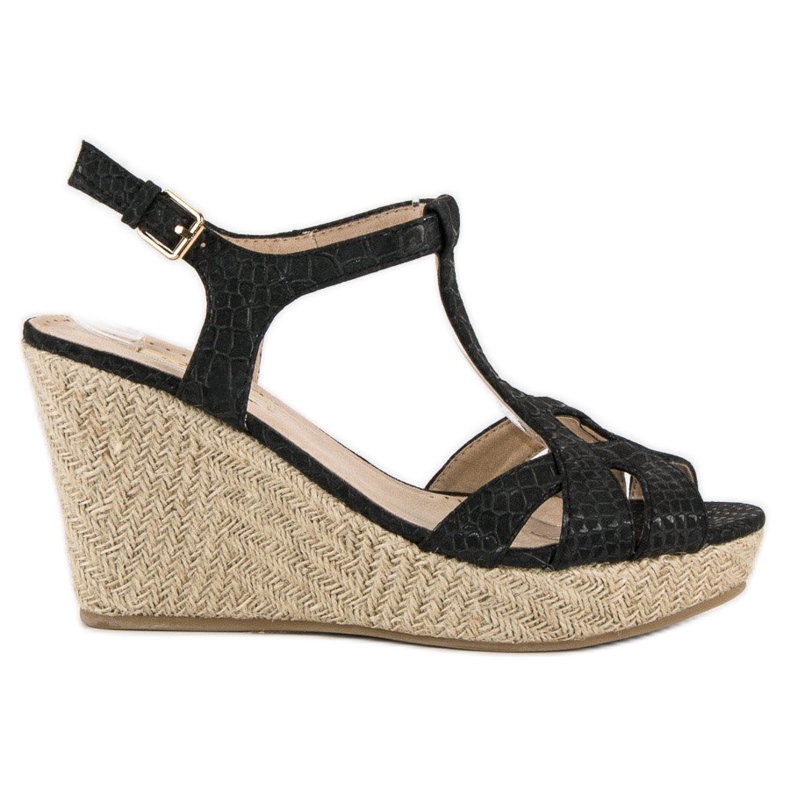 Corina Sandali neri con zeppa nero