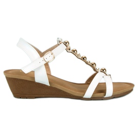 Sandali bianchi con zeppa bianco