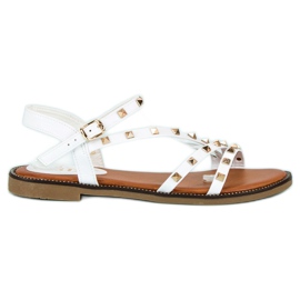 SDS Sandali Piatti Con Borchie bianco