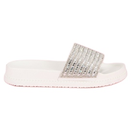 Ciabatte bianche con cristalli bianco