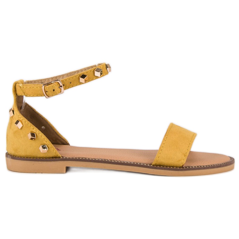 Fashion Sandali in camoscio con borchie giallo