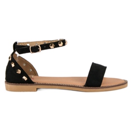 Fashion Sandali in camoscio con borchie nero