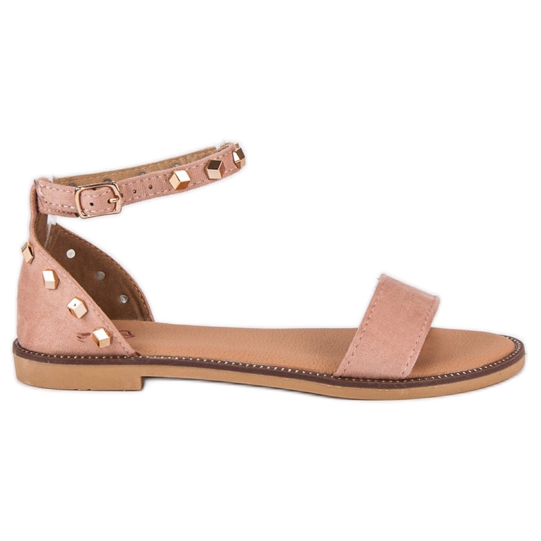 Fashion Sandali in camoscio con borchie rosa
