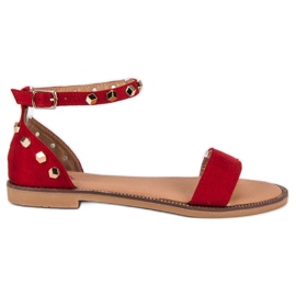 Fashion Sandali in camoscio con borchie rosso