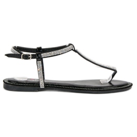 Top Shoes Infradito con cristalli nero