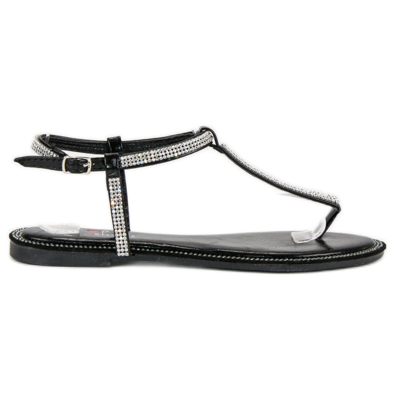 Top Shoes Infradito con cristalli nero
