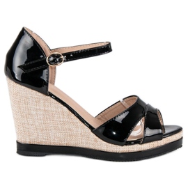 Anesia Paris Sandali con zeppa laccati nero