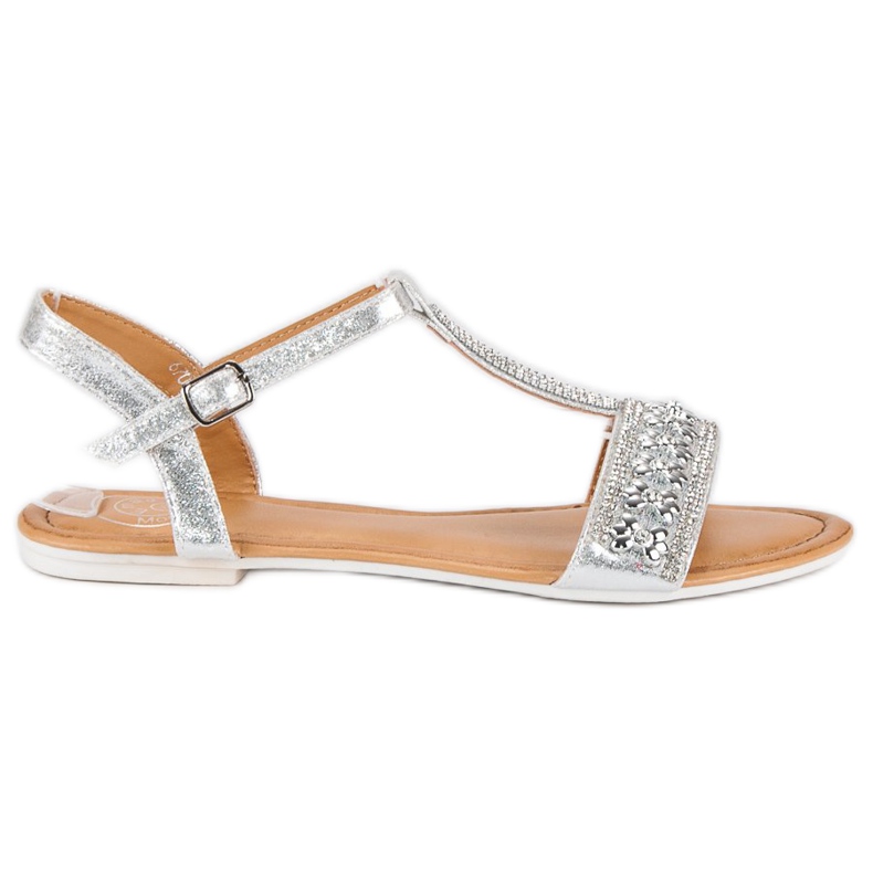 Sandali argento con perline grigio