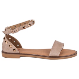Fashion Sandali in camoscio con borchie marrone
