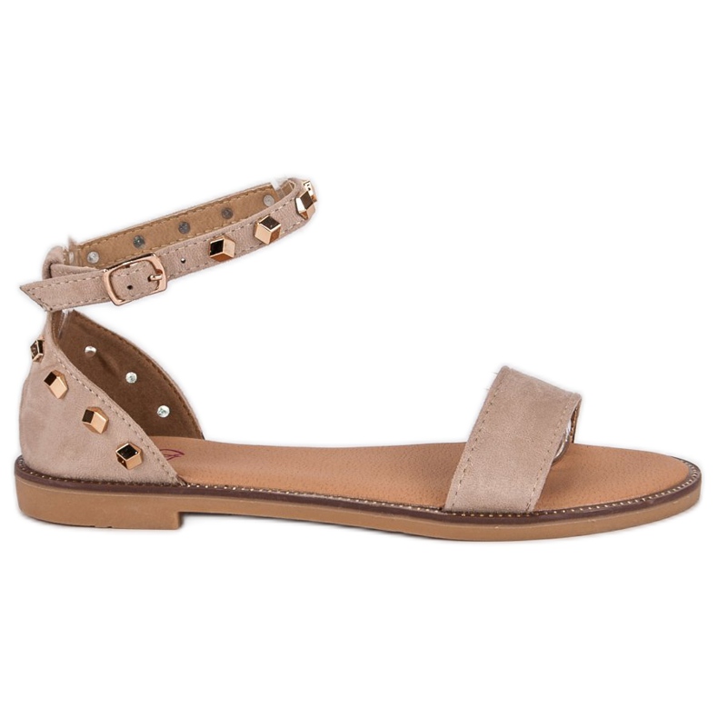 Fashion Sandali in camoscio con borchie marrone