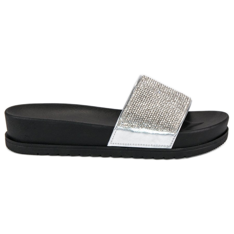 Eleganti pantofole argentate grigio