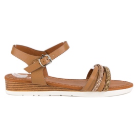 Fama Sandali con zeppa bassa marrone