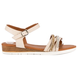 Fama Sandali con zeppa bassa marrone
