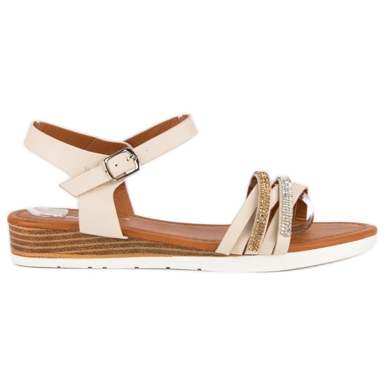 Fama Sandali con zeppa bassa marrone