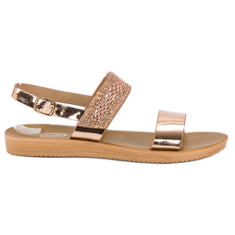 Sandali laccati con fibbia rosa