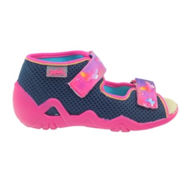 Sandali Befado ciabatte, sottopiede in pelle rosa blu navy