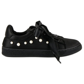 Sneakers In Raso Con Perle nero