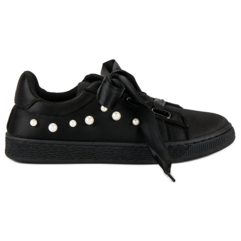 Sneakers In Raso Con Perle nero
