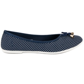 Ballerine in tessuto con pois bianca blu navy