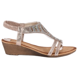 Flyfor Sandali con zeppa dorati d'oro