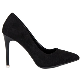 Scarpe col tacco nere in camoscio nero
