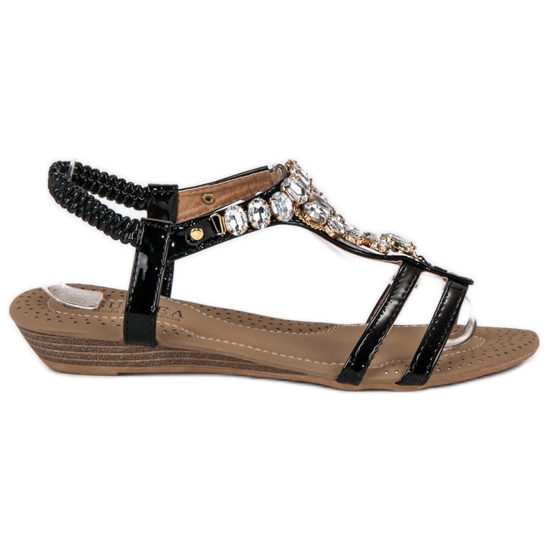 Sandali laccati con elastico nero