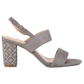Sandali alla moda con perline grigio