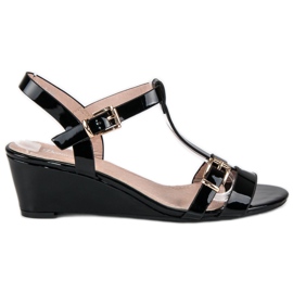 Beauty Girl'S Sandali con zeppa laccati nero