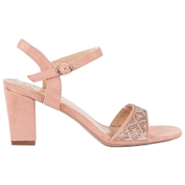 Sandali eleganti con tacco alto rosa