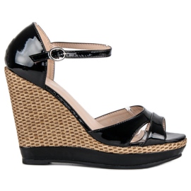 Kayla Sandali con zeppa laccati neri nero