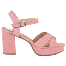 Flyfor Sandali in camoscio con tacco alto rosa