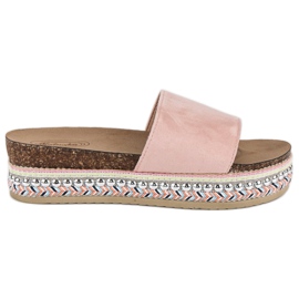 Ciabatte in camoscio boho rosa