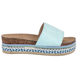 Ciabatte in camoscio boho blu