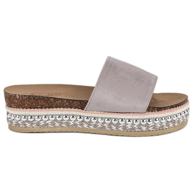 Ciabatte in camoscio boho grigio