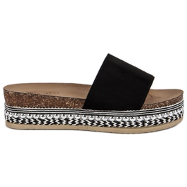Ciabatte in camoscio boho nero