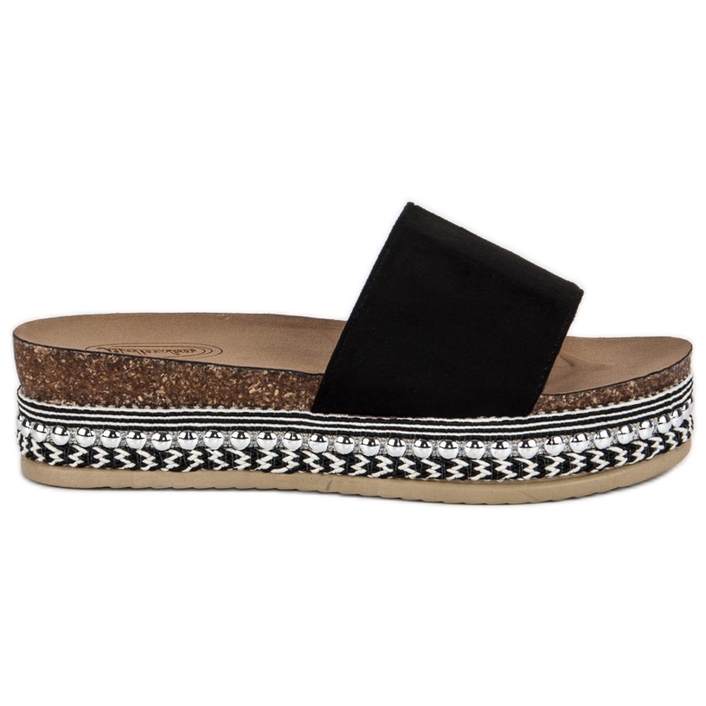Ciabatte in camoscio boho nero