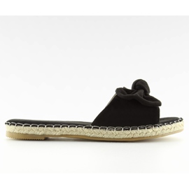 Pantofole nere 8758 nere con fiocco nero