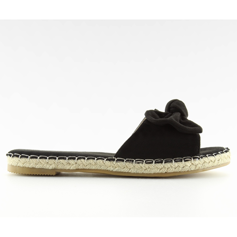 Pantofole nere 8758 nere con fiocco nero