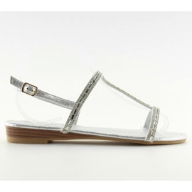 Sandali in argento con zirconi argento 86-C010 grigio