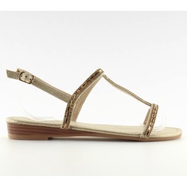 Sandali con zirconi dorati 86-C010 Gold d'oro