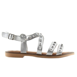 Argento M-520 Sandali in argento con borchie grigio