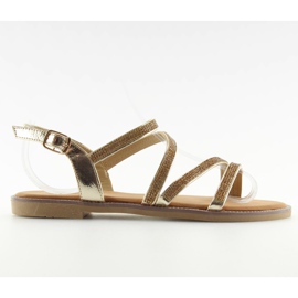 Sandali con zirconi dorati K952 gold d'oro