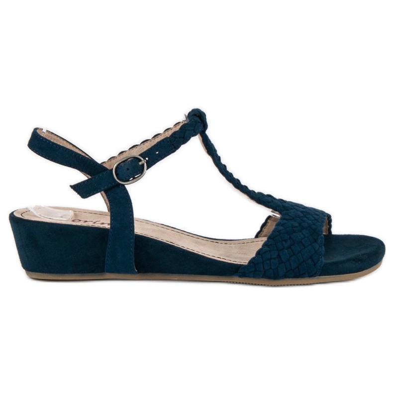 Corina Sandali blu navy su una zeppa