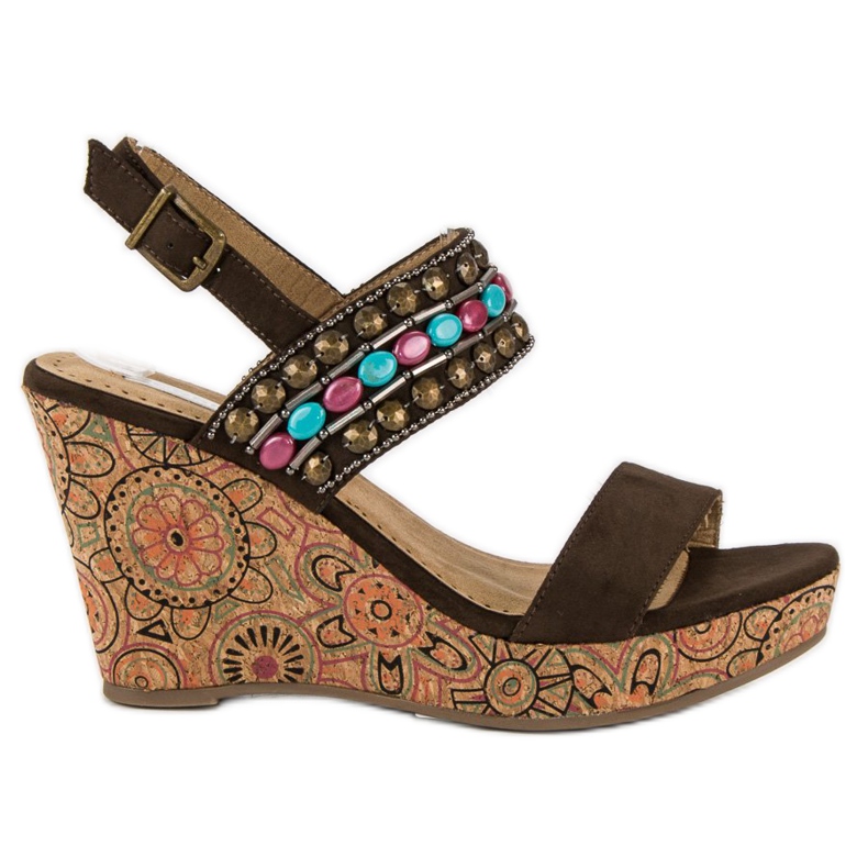 Corina Sandali con zeppa in sughero marrone