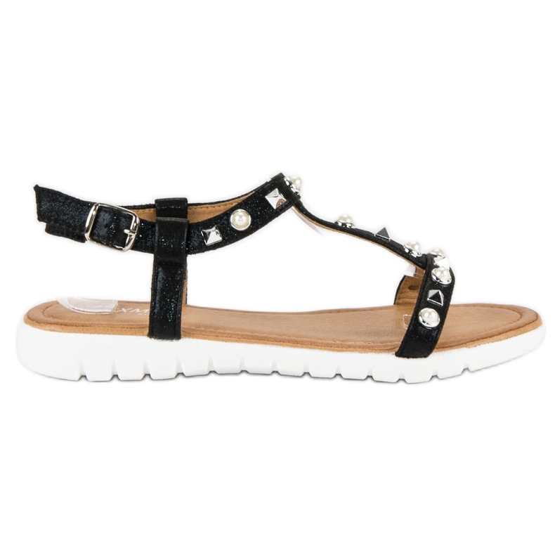 Sandali Piatti Con Strass nero